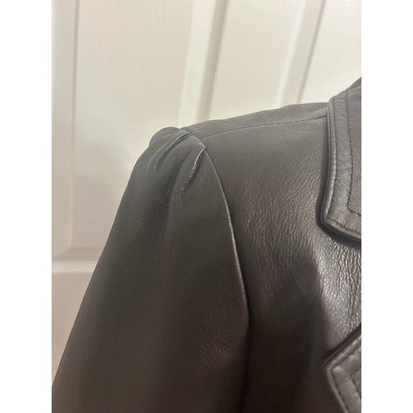 Vintage Kim Roger's Small chocolate brown leather Jacket coat blazer one button - Picture 6 of 9